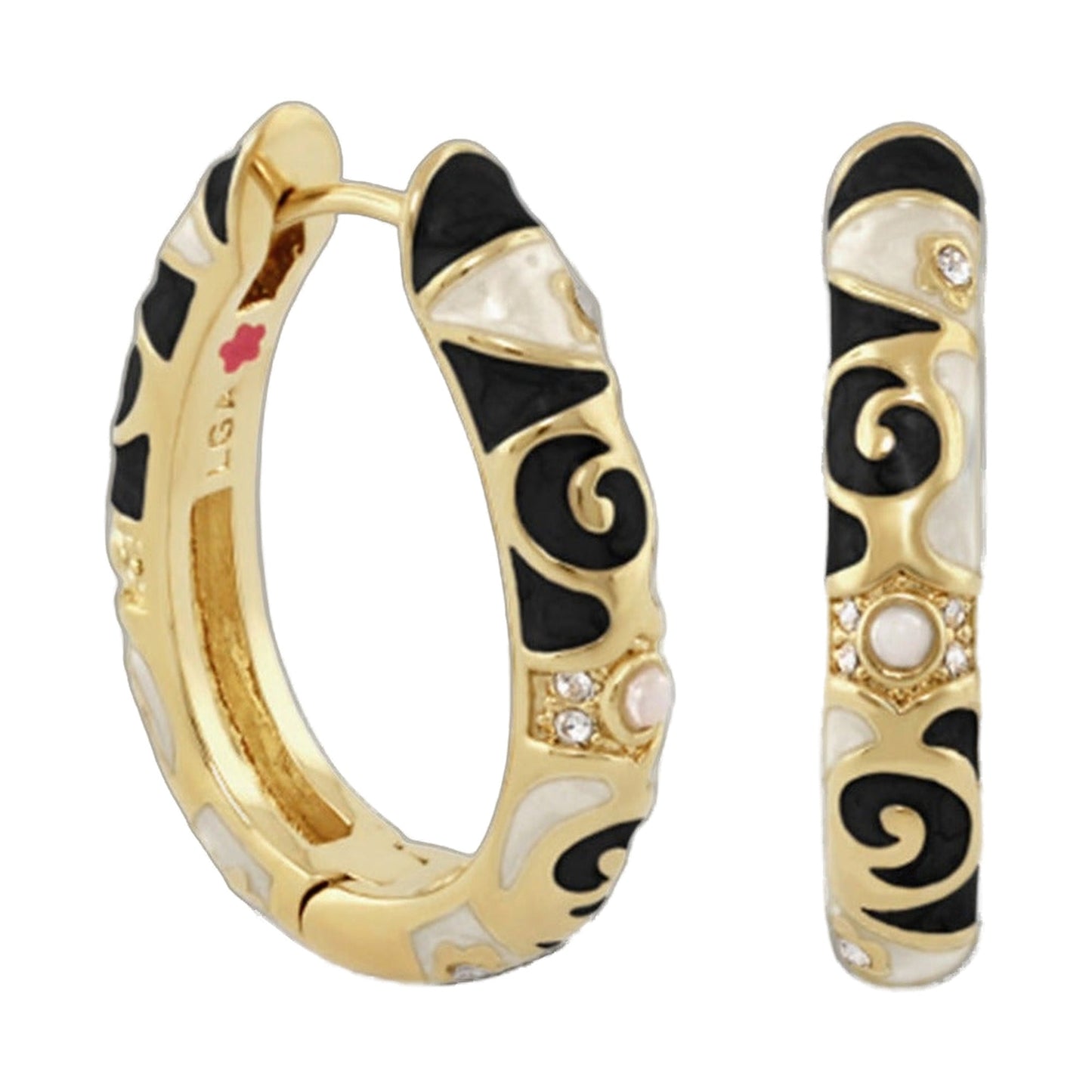 Stackable Fiesta Earrings, Lauren G Adams gold-tone hoops with black enamel and crystal accents on Tampa Home & Garden Store