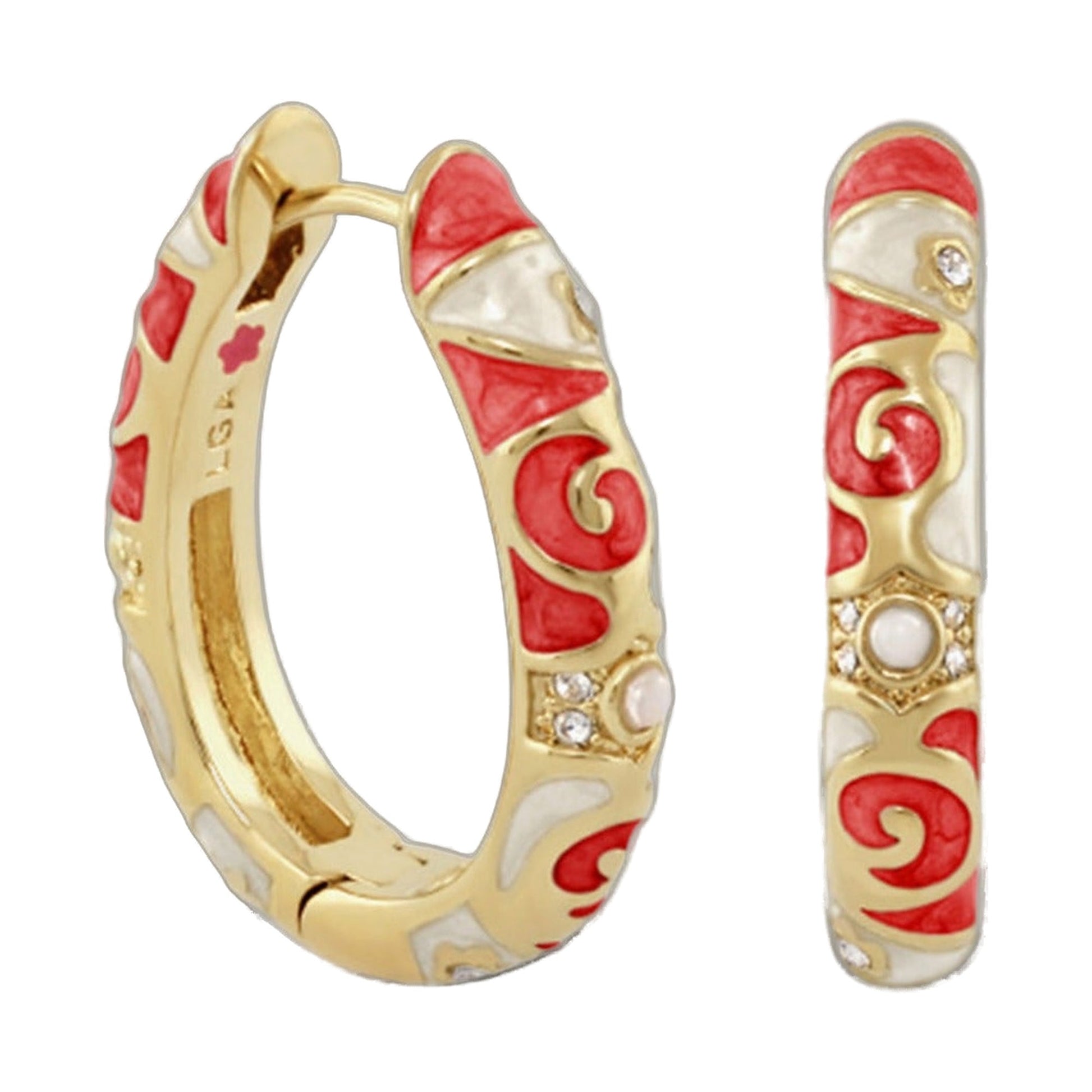 Stackable Fiesta Earrings by Lauren G Adams, gold-tone with red enamel and crystal accents on Tampa Home & Garden Store
