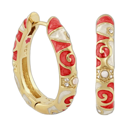 Stackable Fiesta Earrings by Lauren G Adams, gold-tone with red enamel and crystal accents on Tampa Home & Garden Store