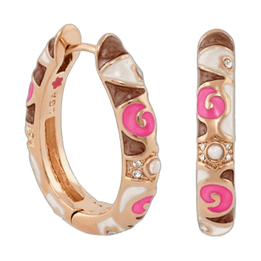 Stackable Fiesta Earring by Lauren G Adams, rose-gold enamel hoop with pink accents on Tampa Home & Garden Store