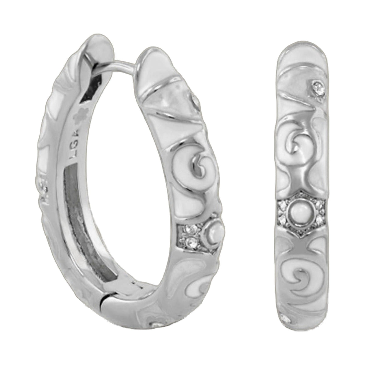 Stackable Fiesta Earrings by Lauren G Adams, silver-tone hoops with crystals, set of 3 on Tampa Home & Garden Store