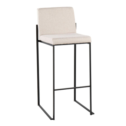 High-back beige barstool with black metal frame; contemporary HouseOfZazla design on Tampa Home & Garden Store
