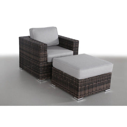 2-piece outdoor chair set HouseOfZazla with foam cushions; brown wicker and gray cushions on Tampa Home & Garden Store