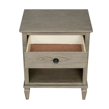 Victoria nightstand with open storage, greywashed wood, Unique Piece Furniture accent nightstand on Tampa Home & Garden Store