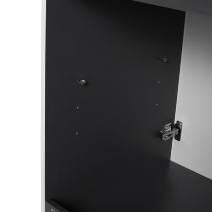 Freestanding bath vanity cabinet interior with door, black finish and metal hinges on Tampa Home & Garden Store