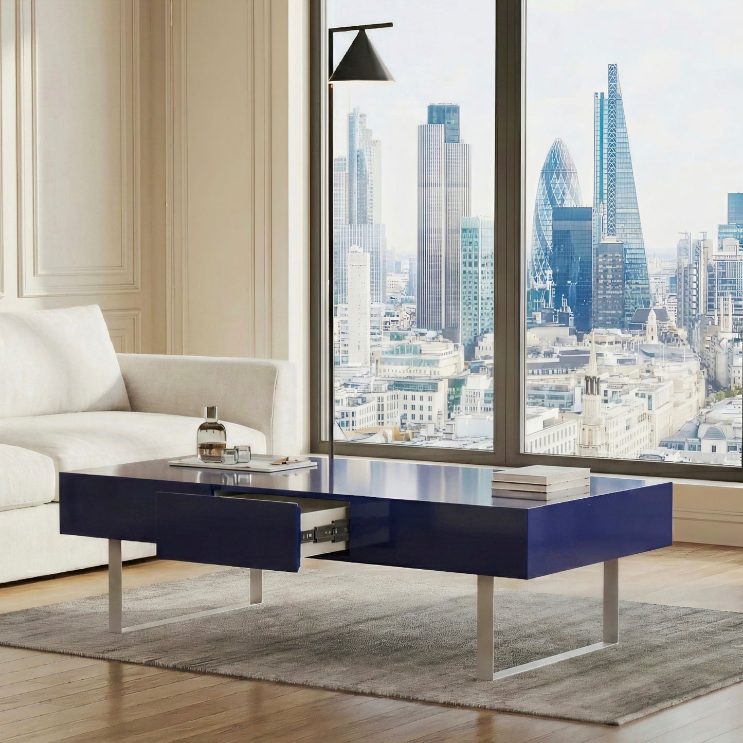Rectangular Coffee Table And Hidden Drawers