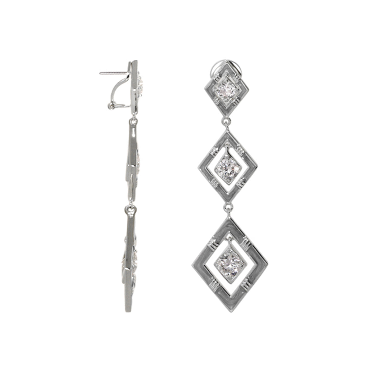 Eye for An Eye earrings by Lauren G Adams, silver-tone diamond drop pair with clear stones on Tampa Home & Garden Store