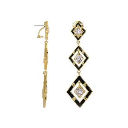 Eye for An Eye Earrings gold-tone drop with black enamel diamond frames Lauren G Adams on Tampa Home & Garden Store