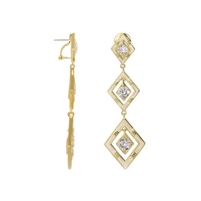 Eye for An Eye Earrings Lauren G Adams, gold-tone drop earrings with diamond-shaped frames on Tampa Home & Garden Store