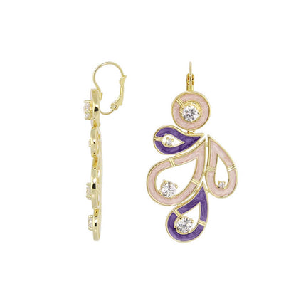 Eye for An Eye earrings by Lauren G Adams in pink and purple enamel with crystal accents on gold on Tampa Home & Garden Store