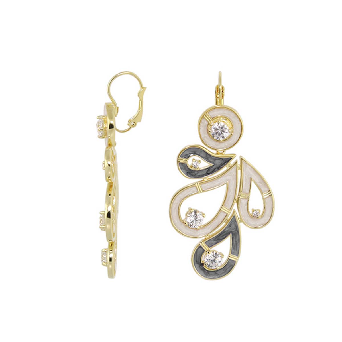 Eye for An Eye earrings by Lauren G Adams in gold-tone with enamel leaves and crystals on Tampa Home & Garden Store