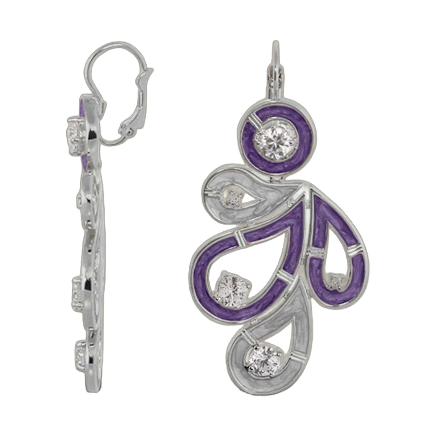 Eye for An Eye earrings by Lauren G Adams, purple enamel butterfly with clear crystals on Tampa Home & Garden Store
