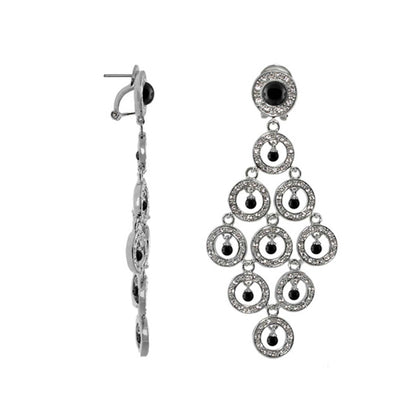 Chandelier earrings Lauren G Adams, silver-tone with black stones and pavé circles on Tampa Home & Garden Store