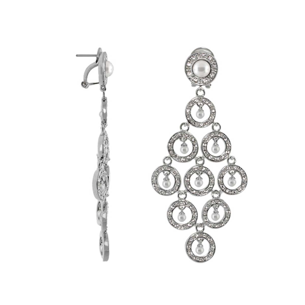 Chandelier earrings Lauren G Adams, silver cascading rings with crystal pavé and pearls on Tampa Home & Garden Store