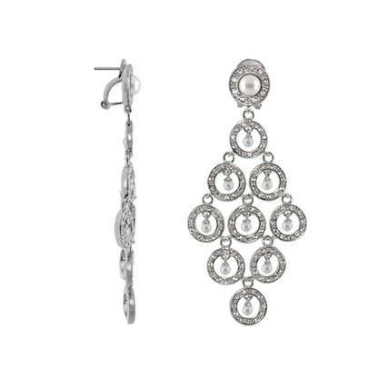 Chandelier earrings Lauren G Adams, silver cascading rings with crystal pavé and pearls on Tampa Home & Garden Store