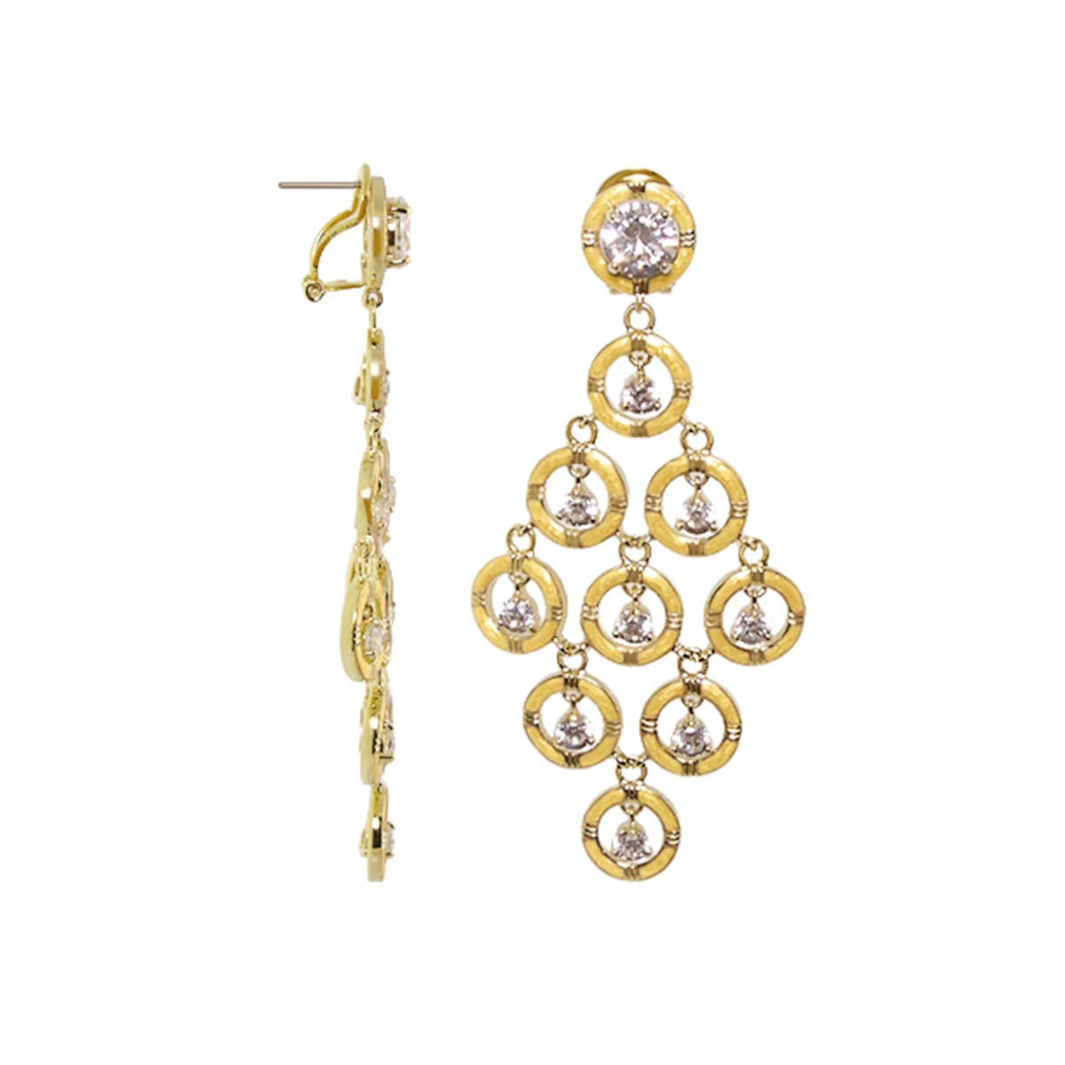 Eye for An Eye earrings gold-tone chandelier with tiered hoops crystals by Lauren G Adams on Tampa Home & Garden Store