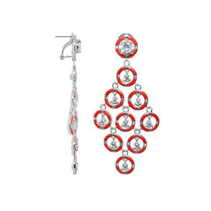 Eye for An Eye Earrings by Lauren G Adams, red enamel circle drop earrings with crystals on Tampa Home & Garden Store