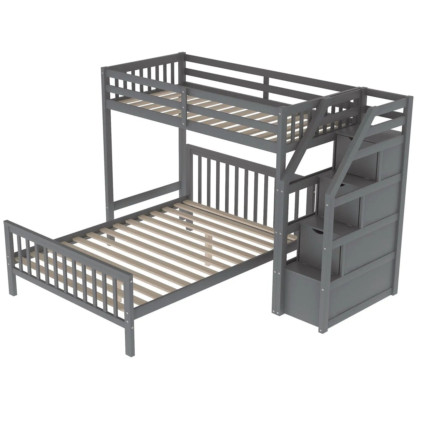 Loft Bed with Staircase and Storage Grids