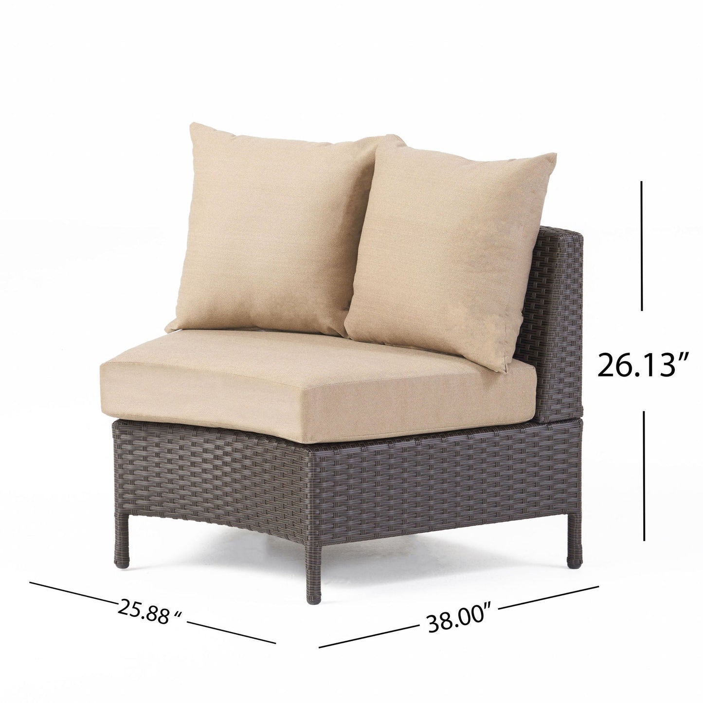 Pt Limon Modern Outdoor Single Sofa by HouseOfZazla in brown wicker with beige cushions on Tampa Home & Garden Store