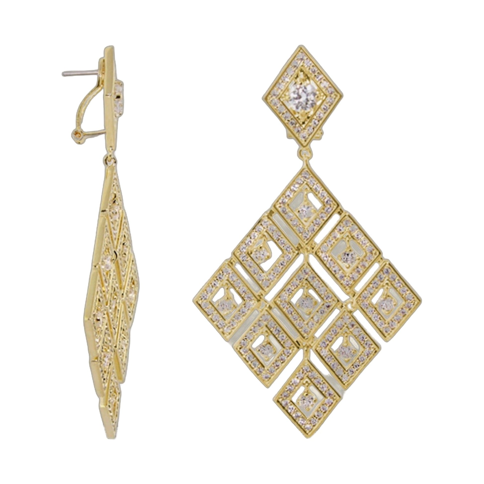 Shimmer and Glimmer chandelier earrings, gold-tone with crystal diamonds, 2-pc set on Tampa Home & Garden Store
