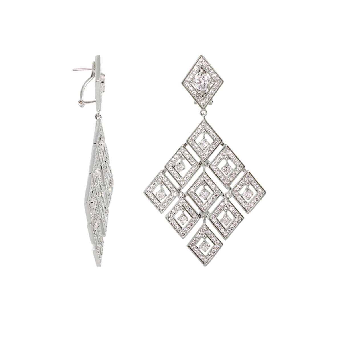 Shimmer and Glimmer Chandelier Earrings by Lauren G Adams featuring diamond-paved square motif cluster on Tampa Home & Garden Store