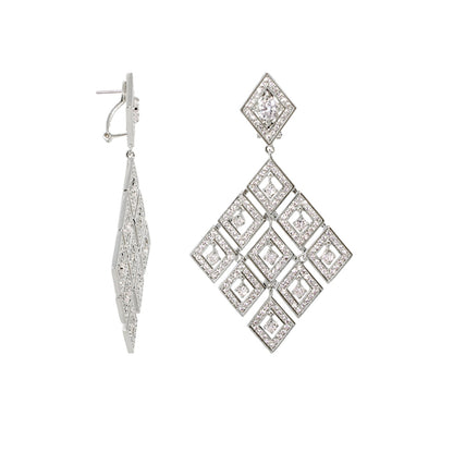 Shimmer and Glimmer Chandelier Earrings by Lauren G Adams featuring diamond-paved square motif cluster on Tampa Home & Garden Store