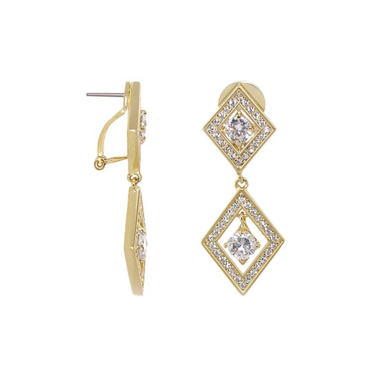 Shimmer and Glimmer chandelier earrings in gold with square crystal frames by Lauren G Adams on Tampa Home & Garden Store