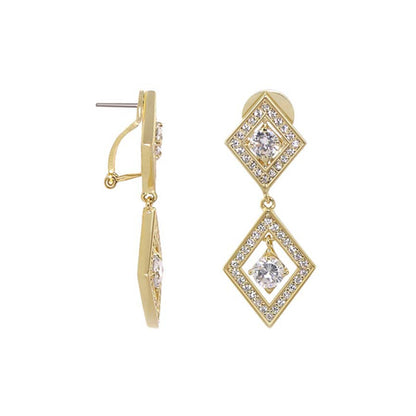 Shimmer and Glimmer chandelier earrings in gold with square crystal frames by Lauren G Adams on Tampa Home & Garden Store