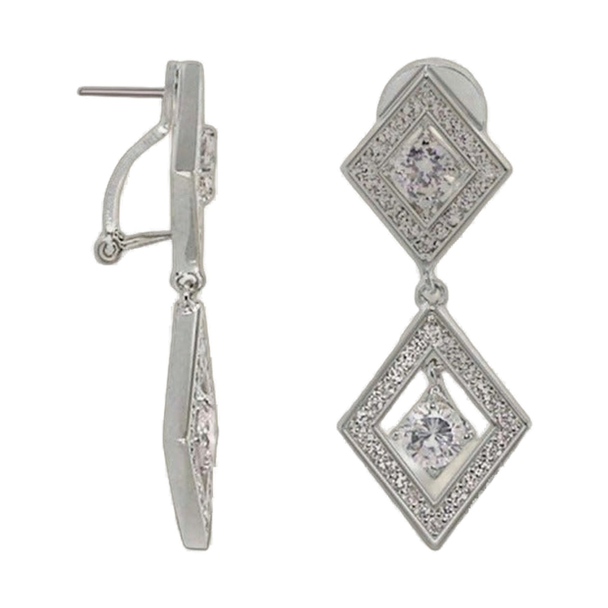 Shimmer and Glimmer Earrings chandelier style, Lauren G Adams, silver pave square drops pair on Tampa Home & Garden Store