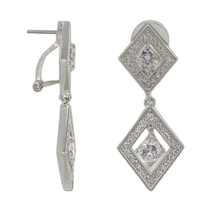 Shimmer and Glimmer Earrings chandelier style, Lauren G Adams, silver pave square drops pair on Tampa Home & Garden Store