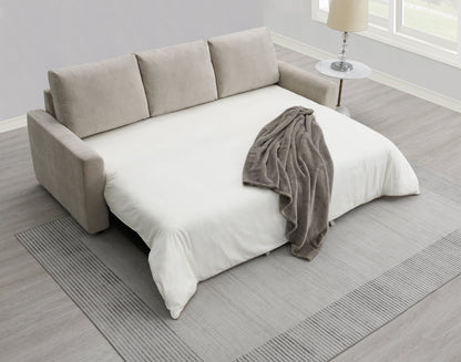 Leira Beige Linen Pull Out Sleeper, beige linen sleeper sectional by HouseOfZazla on Tampa Home & Garden Store
