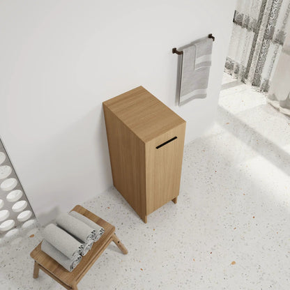 Slim Freestanding Bathroom Cabinet in Light Oak