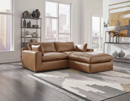 Emilia 3 Piece Sectional Loveseat Caramel Ottoman