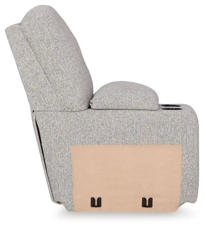 Acklen Place reclining sectional by Unique Piece Furniture in gray fabric with cupholders on Tampa Home & Garden Store
