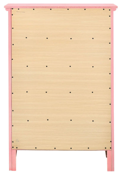 Hammond Accent Chest pink frame with natural wood back panel and screw details on Tampa Home & Garden Store