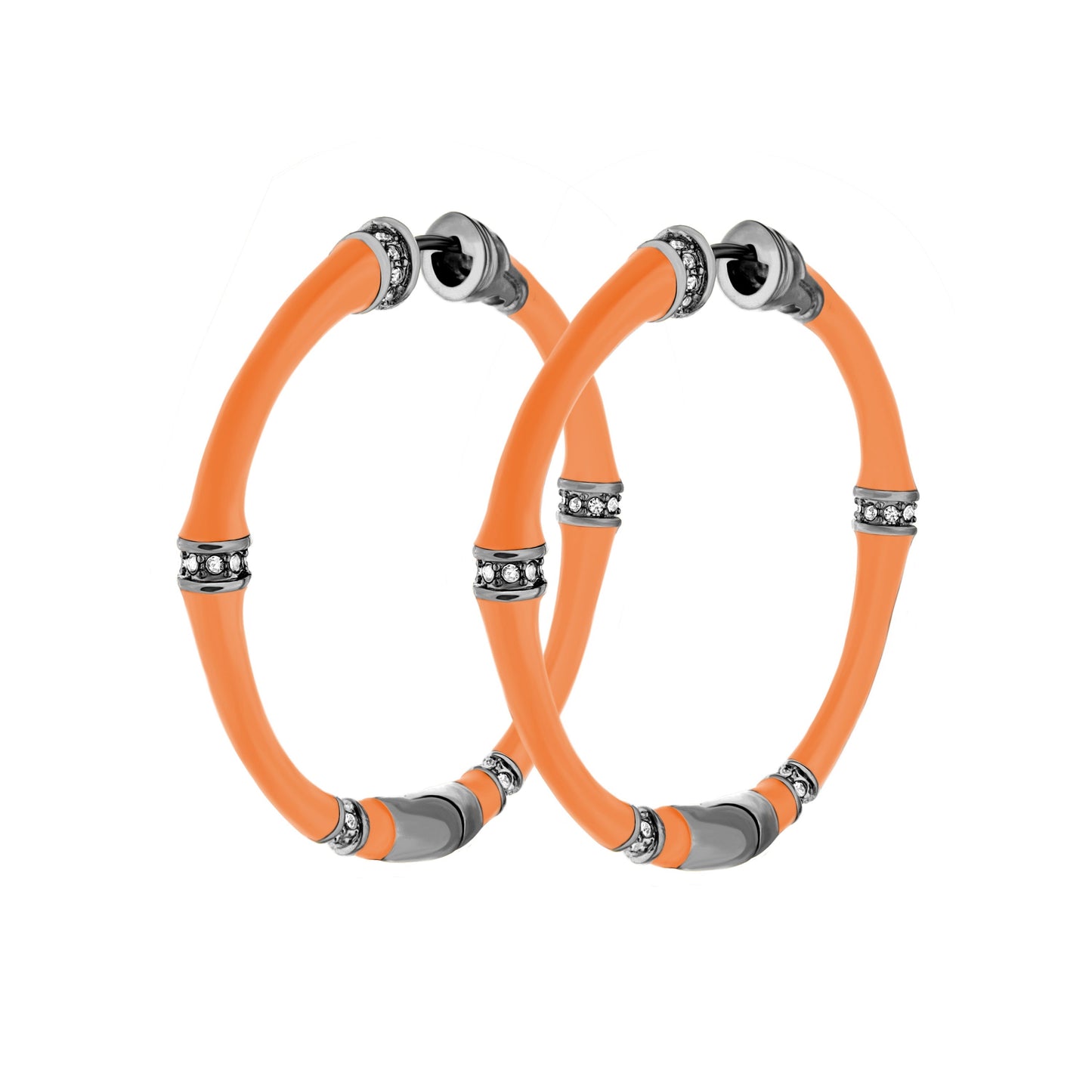 Bamboo Hoop Earrings orange bamboo with crystal band, set of four by Lauren G Adams on Tampa Home & Garden Store