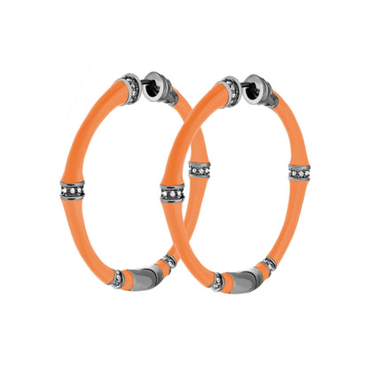 Bamboo Hoop Earrings orange bamboo with crystal band, set of four by Lauren G Adams on Tampa Home & Garden Store