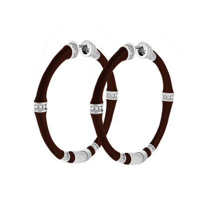 Bamboo hoop earrings with silver rhinestone accents, brown bamboo, Lauren G Adams on Tampa Home & Garden Store