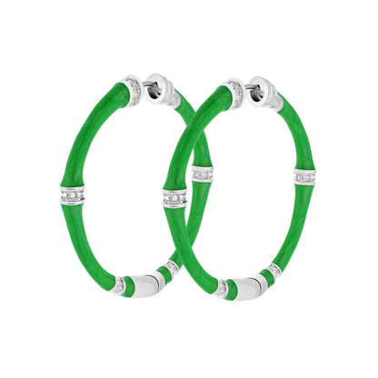 Bamboo Earrings — Hoop by Lauren G Adams, green bamboo with crystal accents, set of 3 on Tampa Home & Garden Store