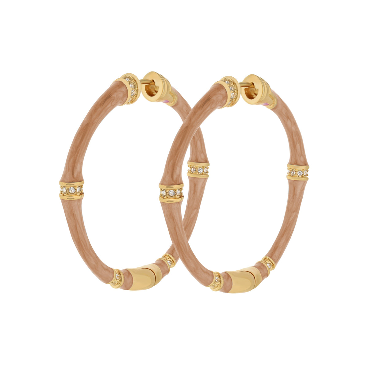 Bamboo Earrings — Hoop by Lauren G Adams, gold-tone bamboo hoops with crystals, set of 6 on Tampa Home & Garden Store