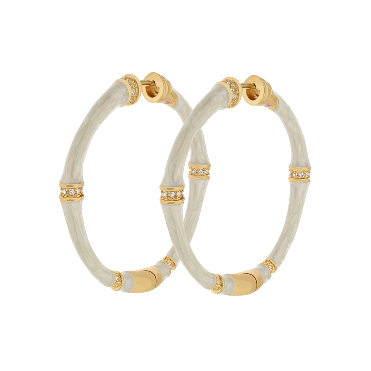 Lauren G Adams Bamboo Hoop Earrings gold-tone bamboo with crystal accents, set of 4 on Tampa Home & Garden Store