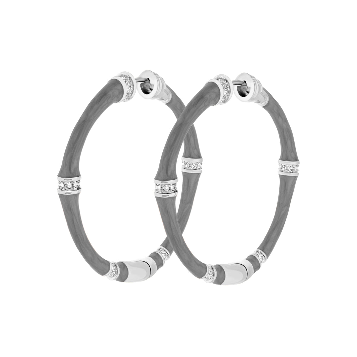 Bamboo Hoop Earrings by Lauren G Adams with crystal accents on bamboo rings set of 4 on Tampa Home & Garden Store