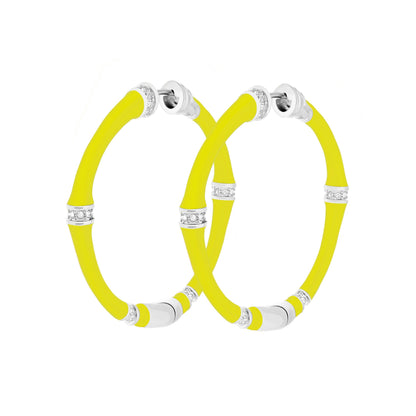 Bamboo hoop earrings yellow with crystal caps by Lauren G Adams, 4-pack on Tampa Home & Garden Store