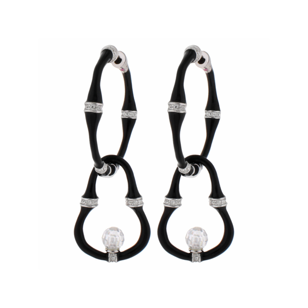 Bead Drop Bamboo Earrings by Lauren G Adams; black bamboo with silver bead caps, 2‑pc set on Tampa Home & Garden Store
