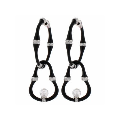 Bead Drop Bamboo Earrings by Lauren G Adams; black bamboo with silver bead caps, 2‑pc set on Tampa Home & Garden Store