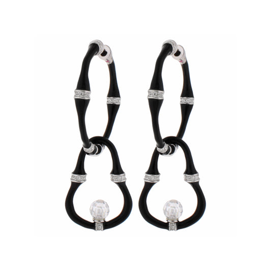 Bead Drop Bamboo Earrings by Lauren G Adams; black bamboo with silver bead caps, 2‑pc set on Tampa Home & Garden Store