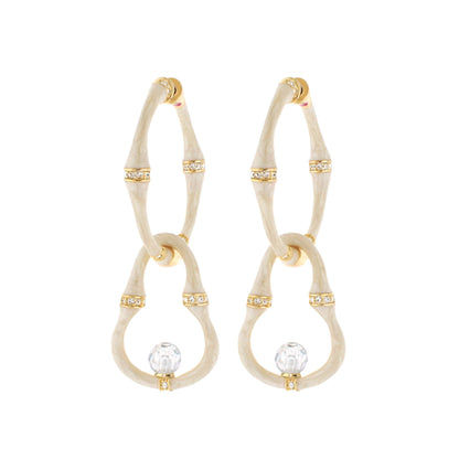 Bead Drop bamboo earrings ivory with gold accents and crystals three shown on Tampa Home & Garden Store
