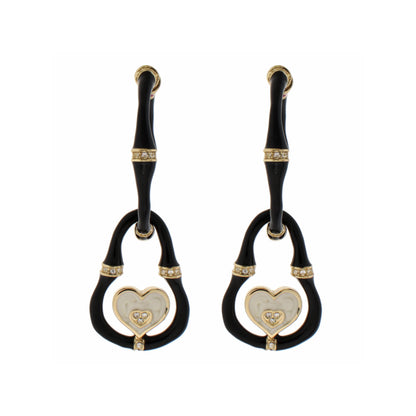 Bamboo Earrings Heart Drop black with goldtone heart and crystals, 2pcs Lauren G Adams on Tampa Home & Garden Store