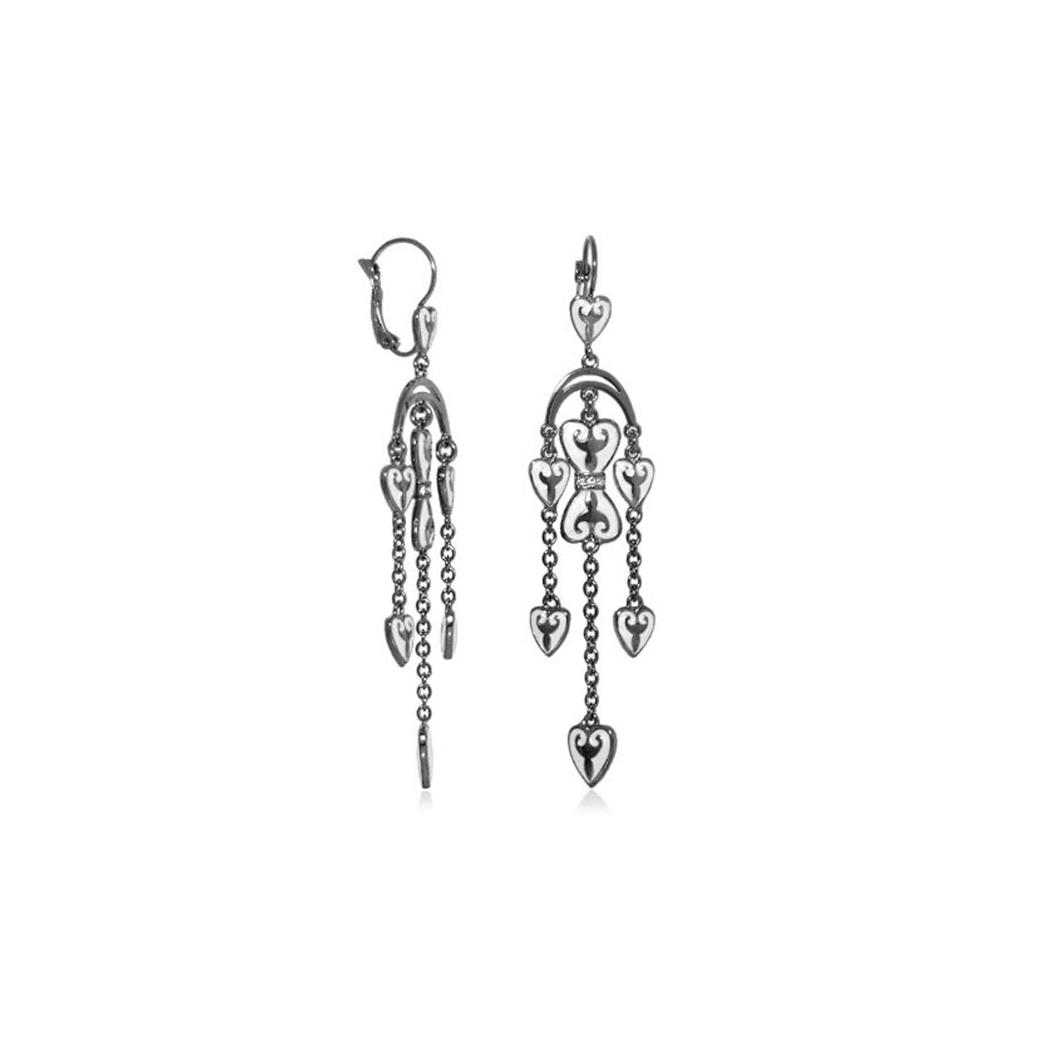 Bows and Hearts Earrings, silver-tone heart-dangling chandelier earrings, 1 pair, Lauren G Adams on Tampa Home & Garden Store