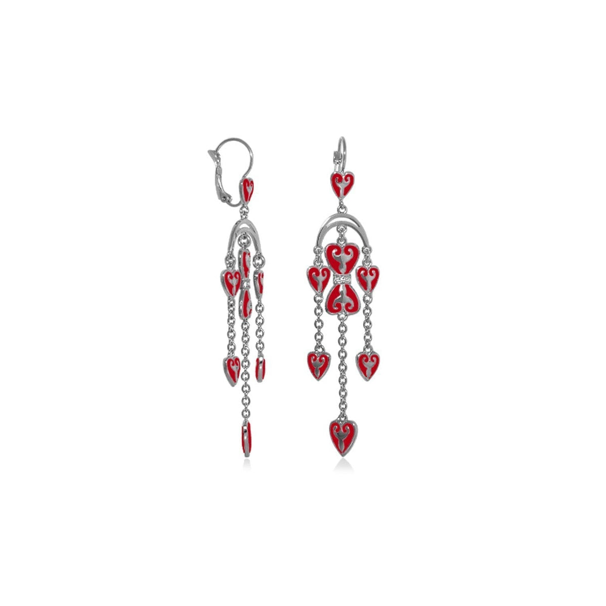 Bows and Hearts Earrings Lauren G Adams, red heart charms, 2-piece set on Tampa Home & Garden Store